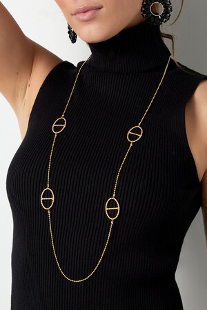 Lange Halskette mit ovalen Anhängern – Gold  h5 Bild3